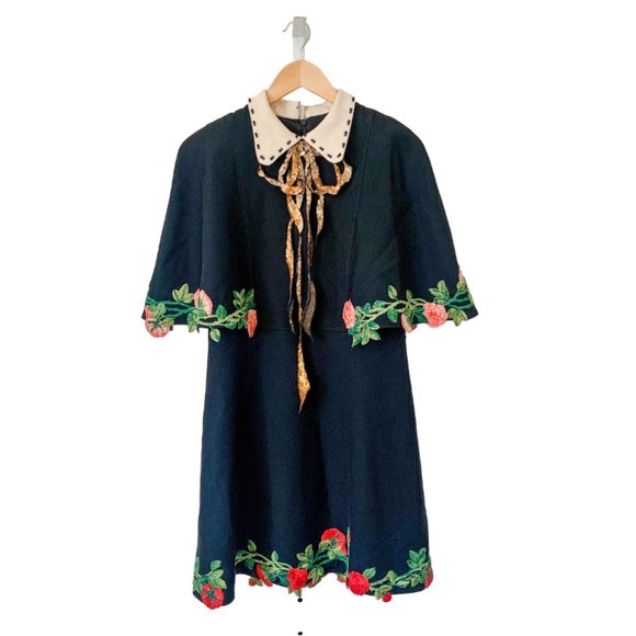 Gucci Dresses & Skirts - Gucci Embroidered Cape Dress